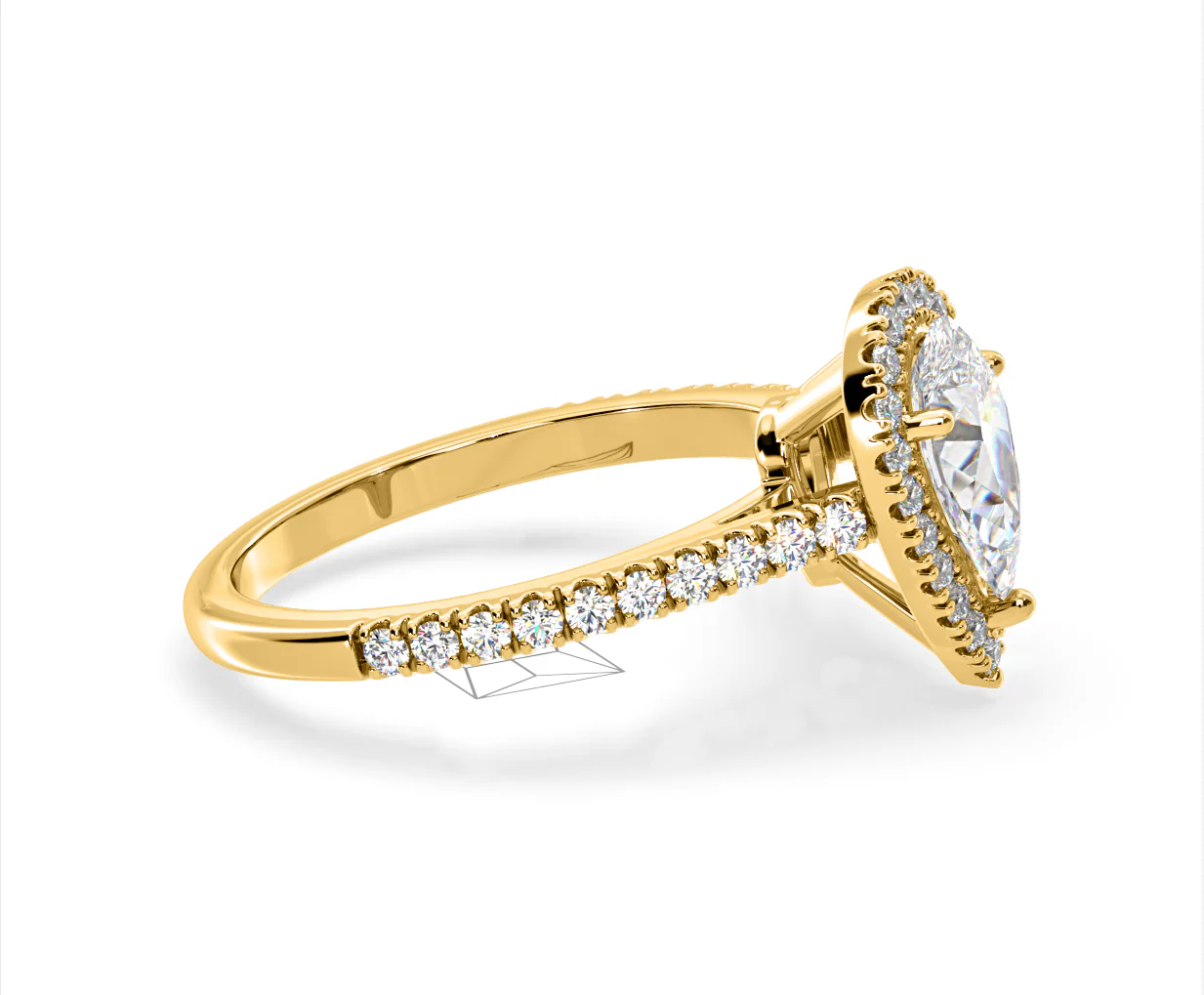 Diana Lab Diamond Pear Halo Engagement Ring in 18K Gold 2.10ct F/VS1 - Image 150