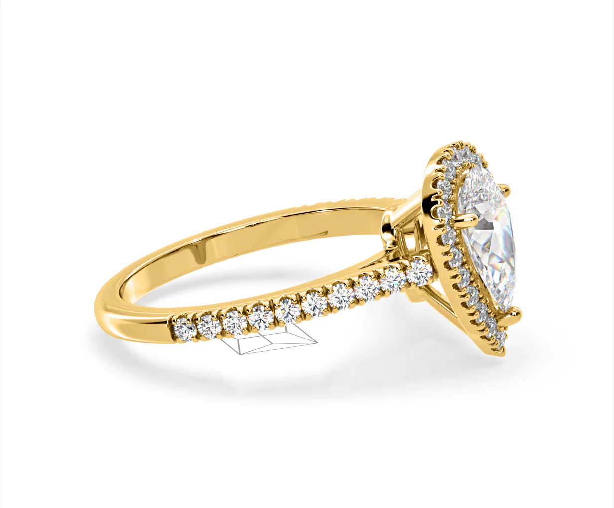 Diana Lab Diamond Pear Halo Engagement Ring in 18K Gold 2.10ct F/VS1 - Image 151