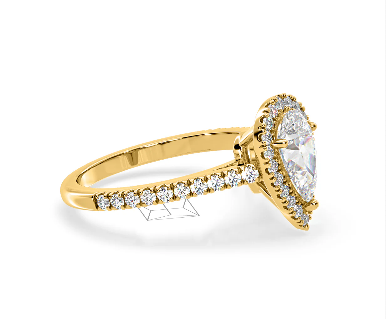 Diana Lab Diamond Pear Halo Engagement Ring in 18K Gold 2.10ct F/VS1 - Image 153