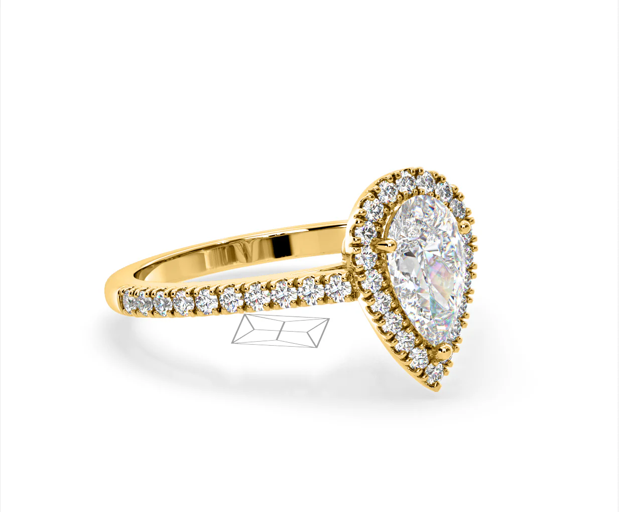 Diana Lab Diamond Pear Halo Engagement Ring in 18K Gold 2.10ct F/VS1 - Image 158