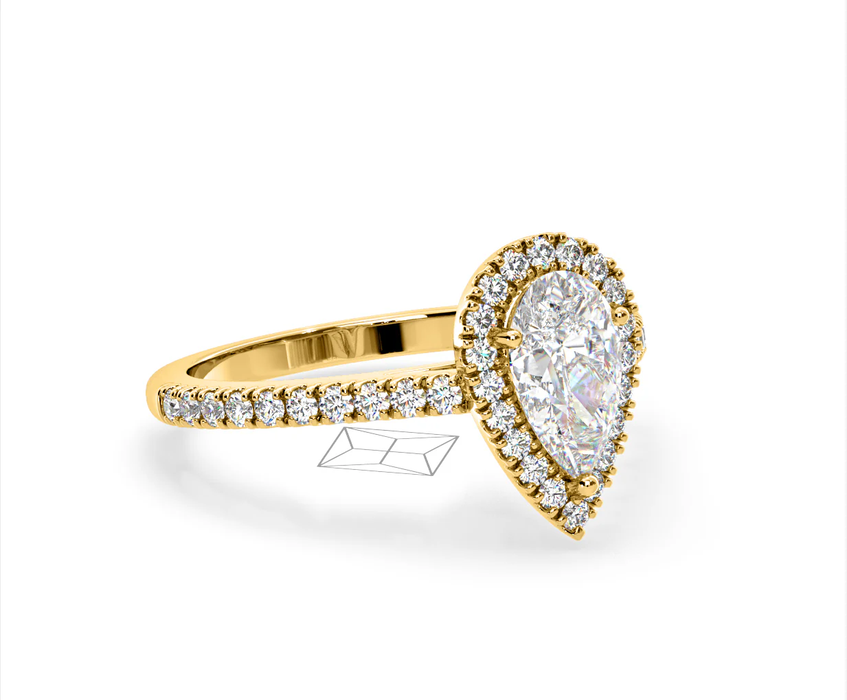 Diana Lab Diamond Pear Halo Engagement Ring in 18K Gold 2.10ct F/VS1 - Image 159