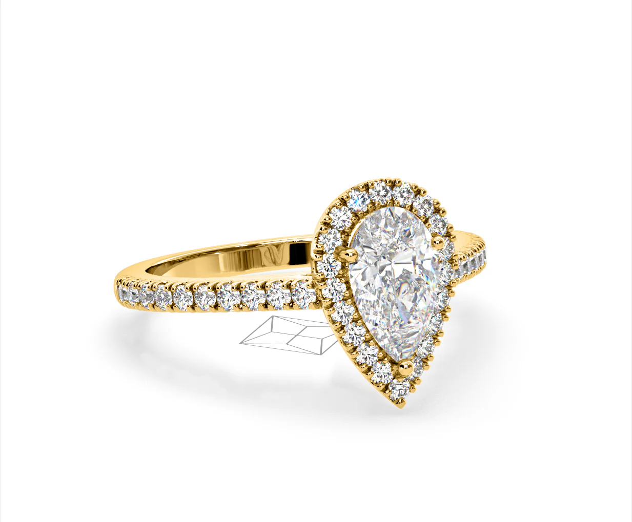 Diana Lab Diamond Pear Halo Engagement Ring in 18K Gold 2.10ct F/VS1 - Image 161