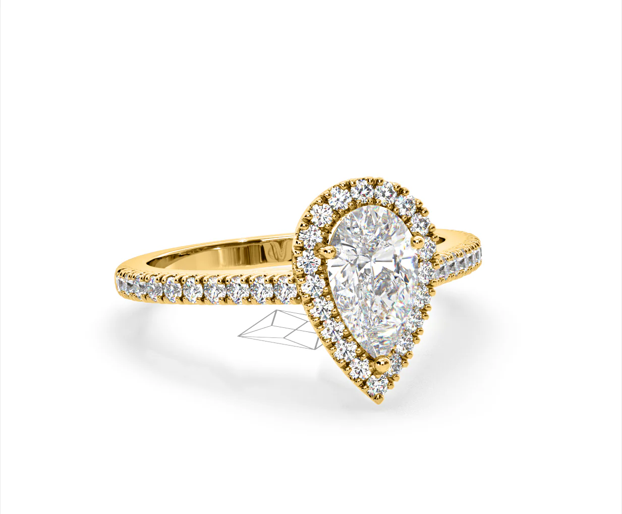 Diana Lab Diamond Pear Halo Engagement Ring in 18K Gold 2.10ct F/VS1 - Image 162