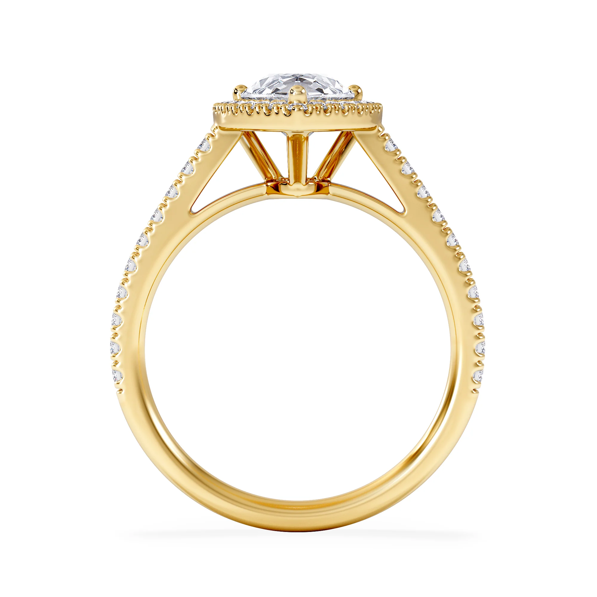 Diana Lab Diamond Pear Halo Engagement Ring in 18K Gold 2.10ct F/VS1 - Image 3