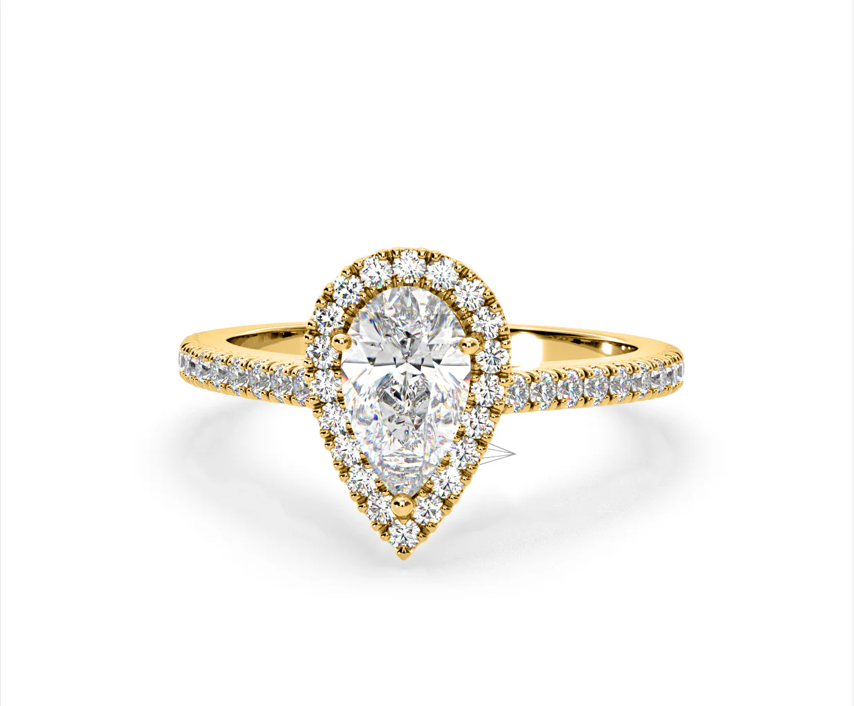Diana Lab Diamond Pear Halo Engagement Ring in 18K Gold 2.10ct F/VS1 - Image 8