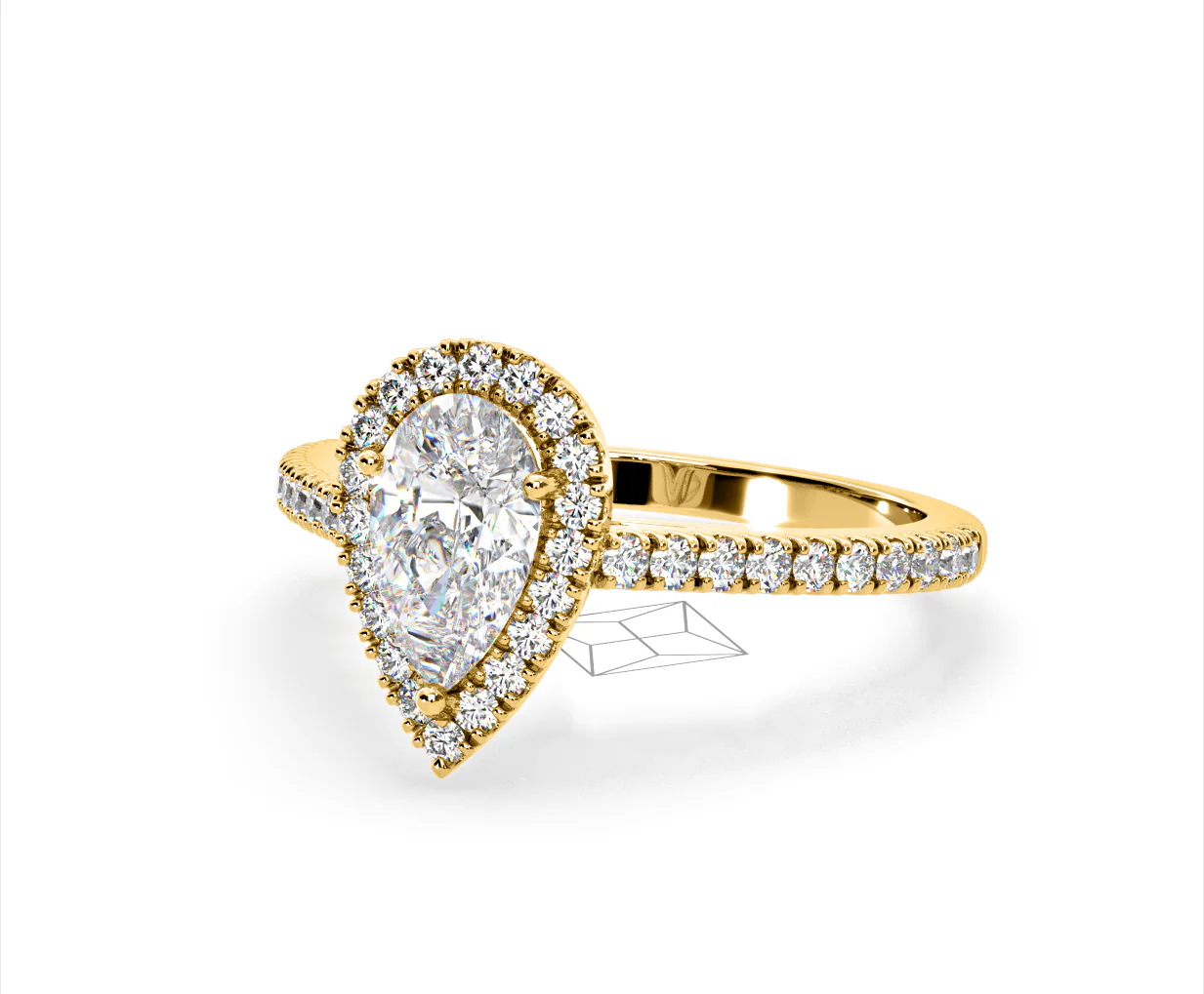 Diana Lab Diamond Pear Halo Engagement Ring in 18K Gold 2.10ct F/VS1 - Image 92