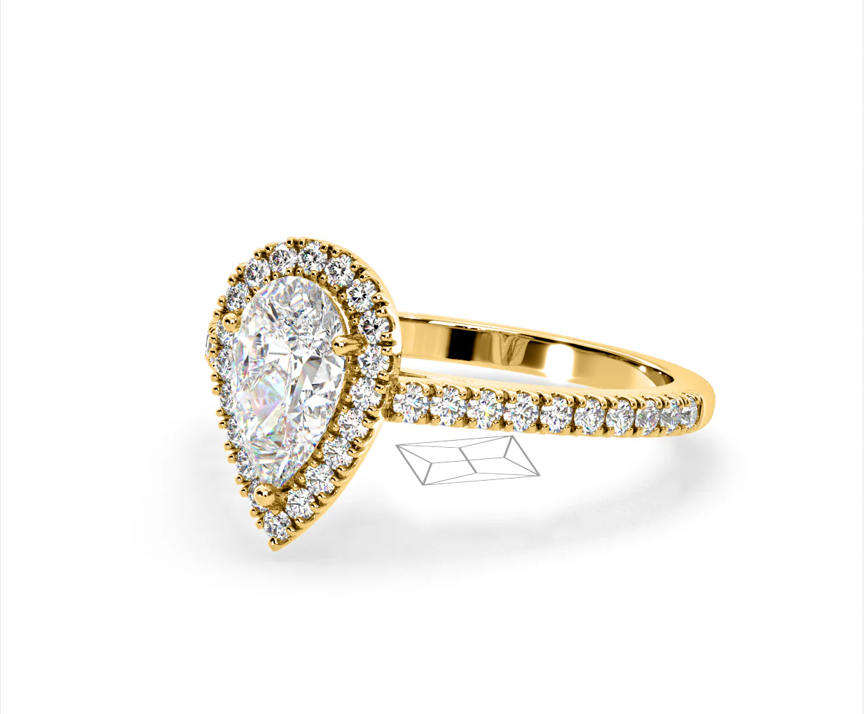 Diana Lab Diamond Pear Halo Engagement Ring in 18K Gold 2.10ct F/VS1 - Image 94