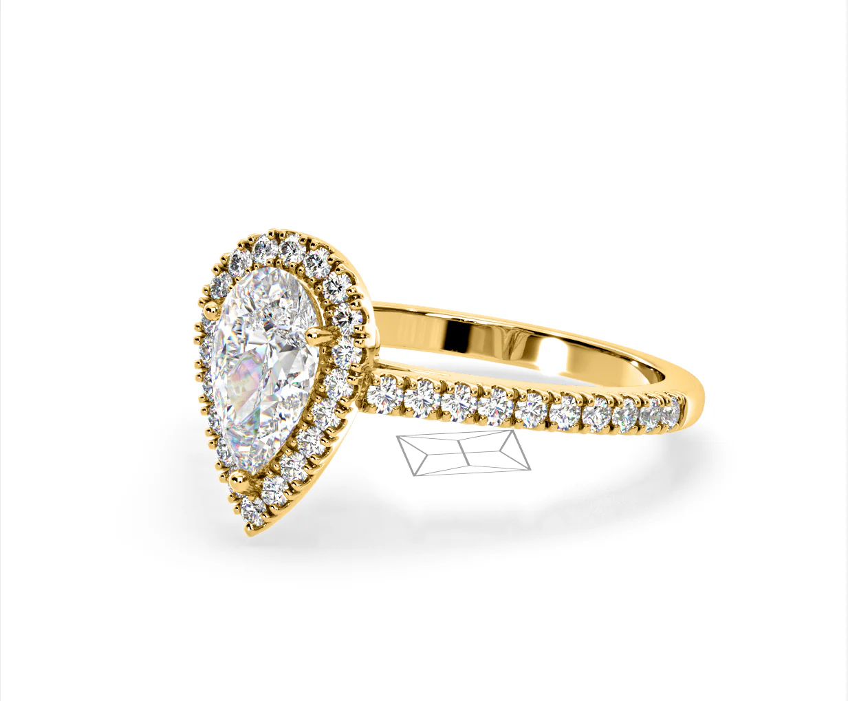 Diana Lab Diamond Pear Halo Engagement Ring in 18K Gold 2.10ct F/VS1 - Image 95