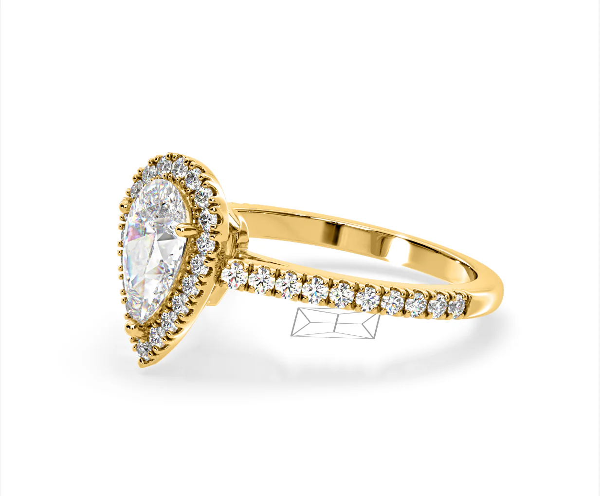 Diana Lab Diamond Pear Halo Engagement Ring in 18K Gold 2.10ct F/VS1 - Image 98