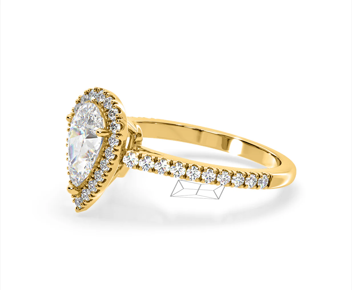 Diana Lab Diamond Pear Halo Engagement Ring in 18K Gold 2.10ct F/VS1 - Image 99