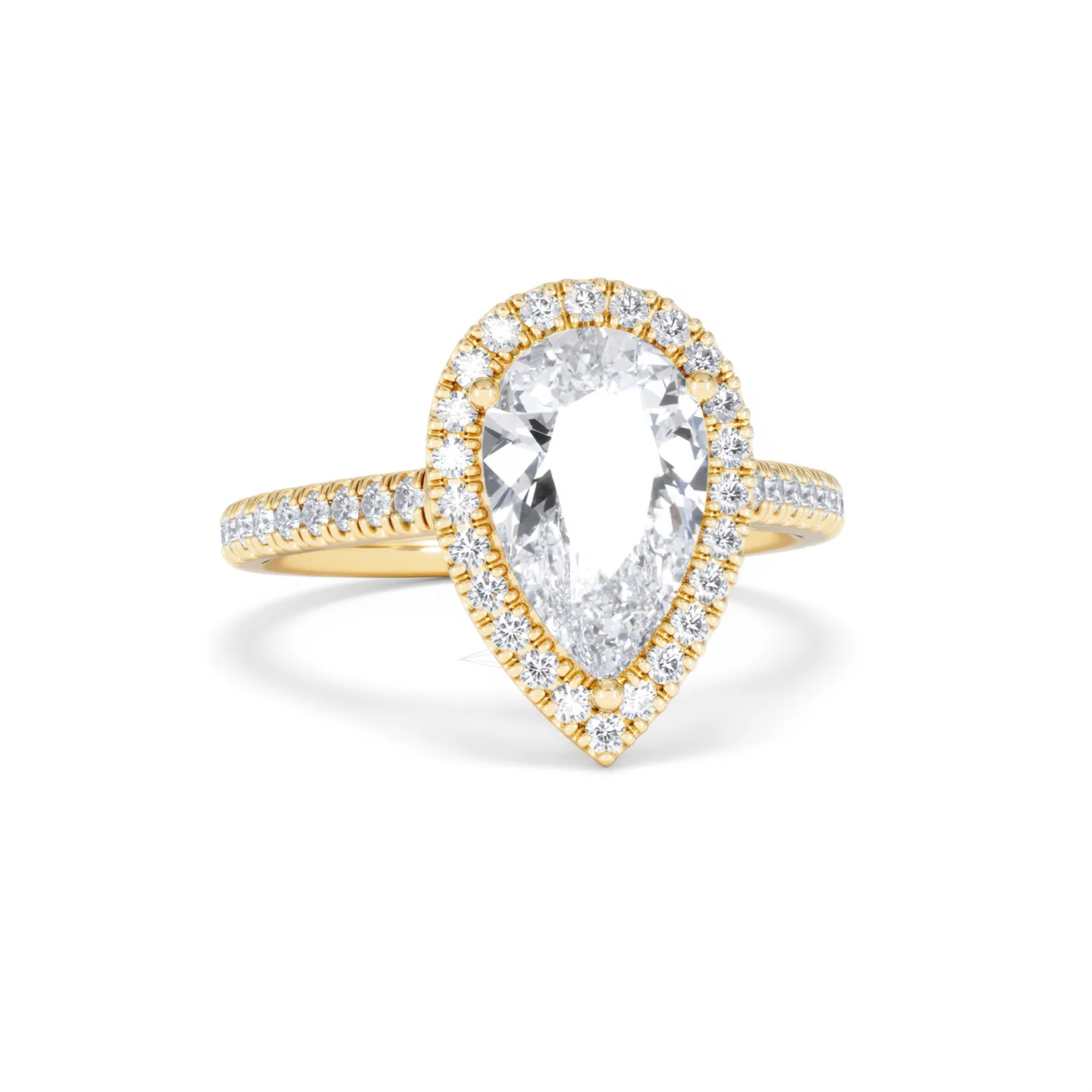 Diana Lab Diamond Pear Halo Engagement Ring in 18K Gold 2.60ct F/VS1 - Image 10