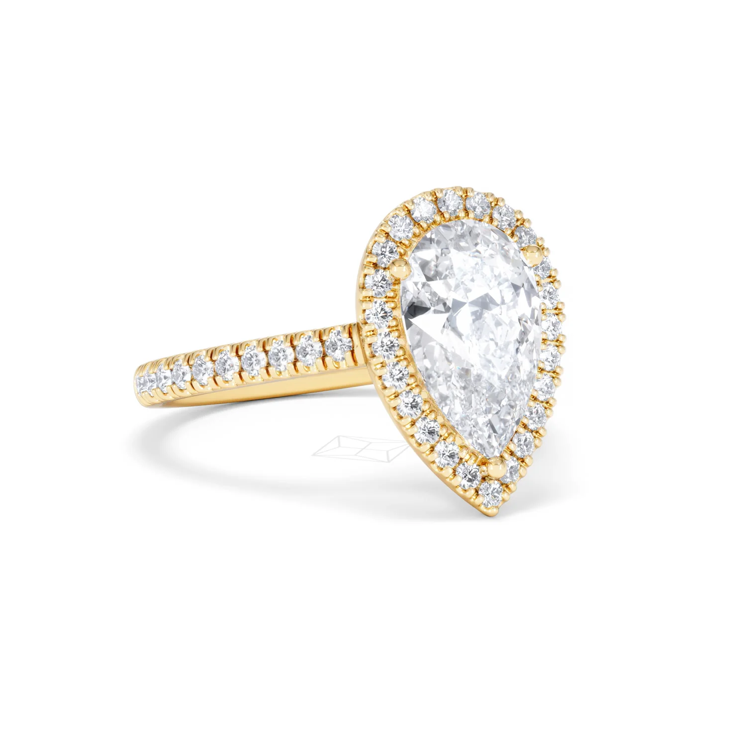 Diana Lab Diamond Pear Halo Engagement Ring in 18K Gold 2.60ct F/VS1 - Image 14