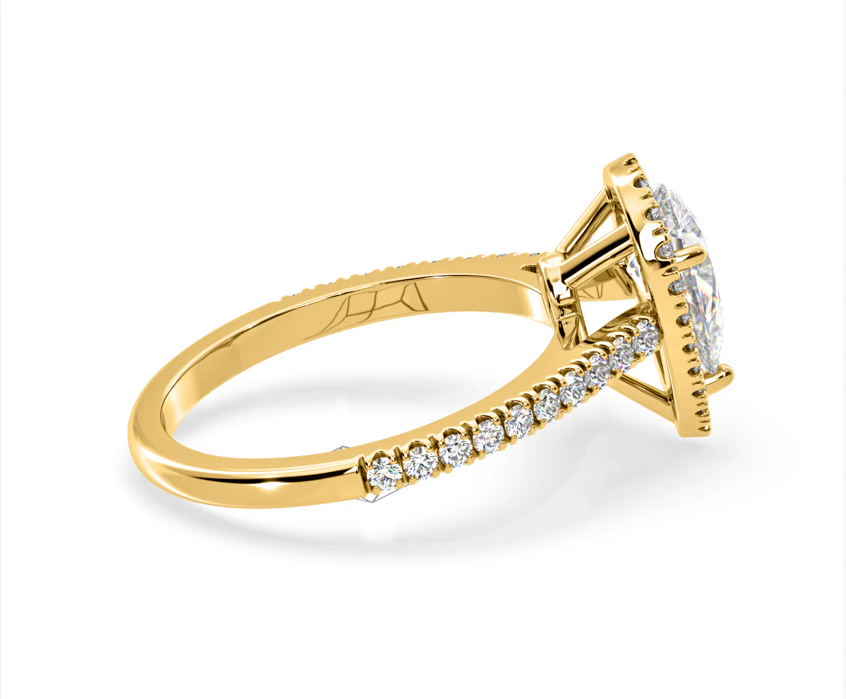 Diana Lab Diamond Pear Halo Engagement Ring in 18K Gold 2.60ct F/VS1 - Image 145