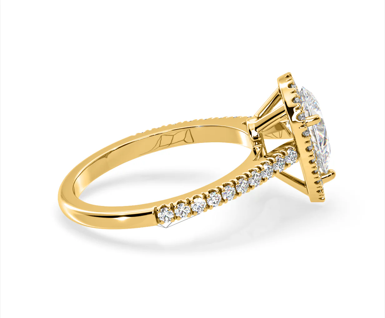 Diana Lab Diamond Pear Halo Engagement Ring in 18K Gold 2.60ct F/VS1 - Image 146