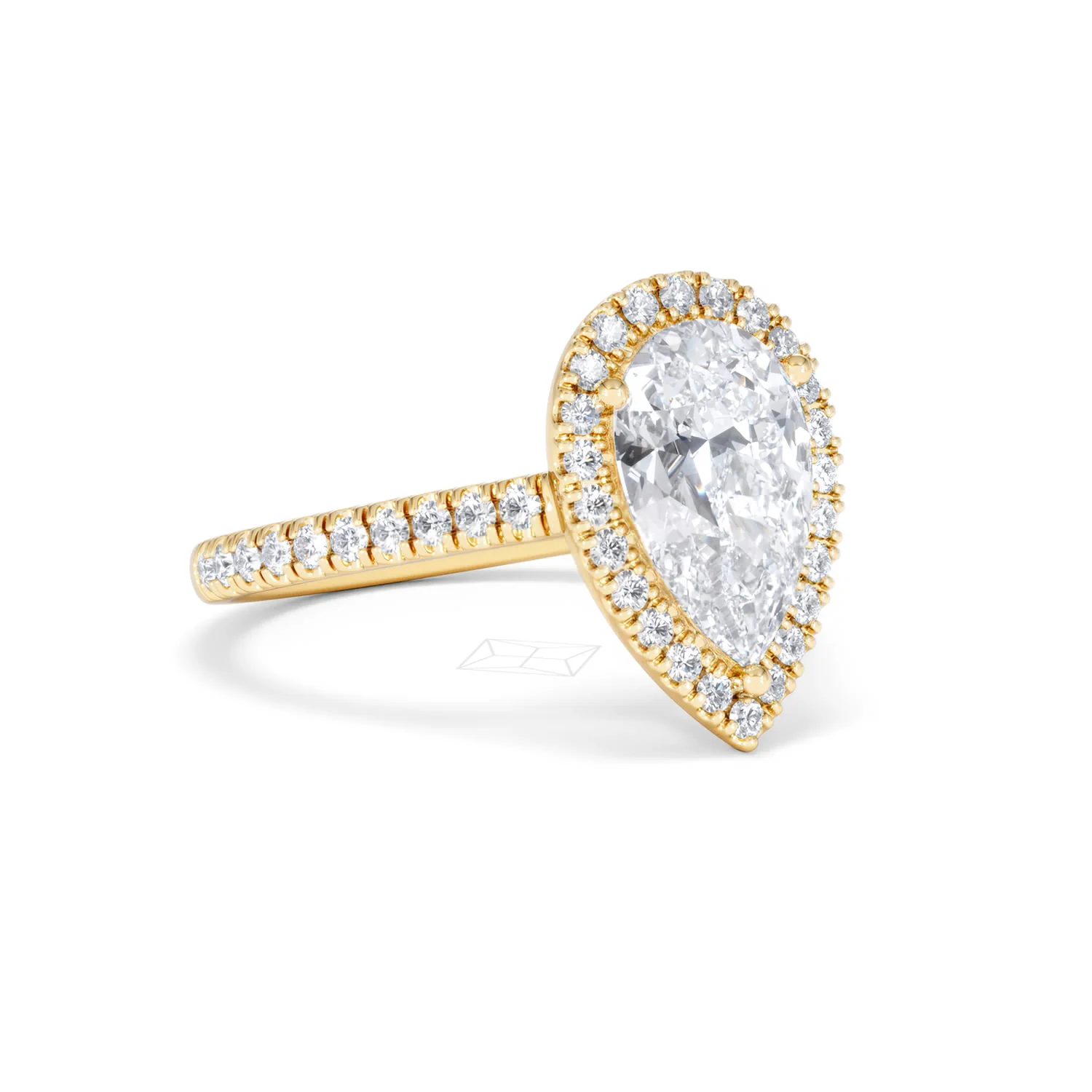 Diana Lab Diamond Pear Halo Engagement Ring in 18K Gold 2.60ct F/VS1 - Image 15