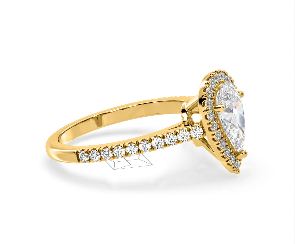 Diana Lab Diamond Pear Halo Engagement Ring in 18K Gold 2.60ct F/VS1 - Image 153