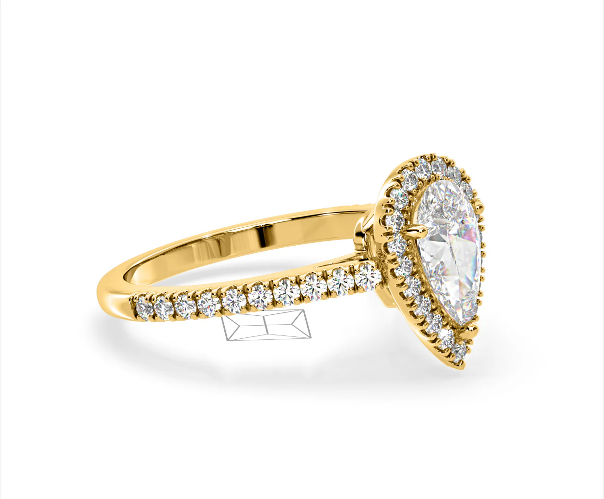 Diana Lab Diamond Pear Halo Engagement Ring in 18K Gold 2.60ct F/VS1 - Image 156