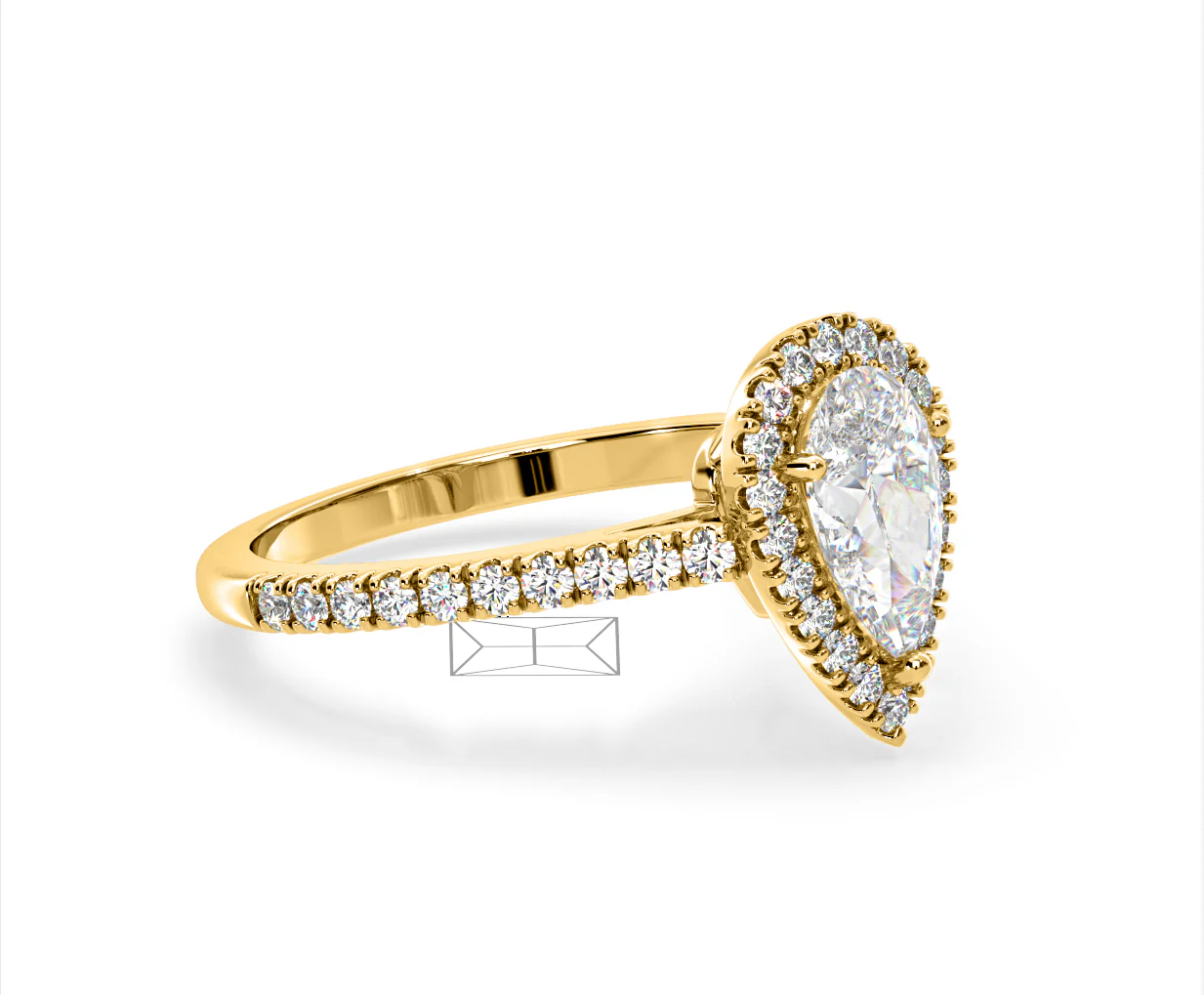 Diana Lab Diamond Pear Halo Engagement Ring in 18K Gold 2.60ct F/VS1 - Image 157