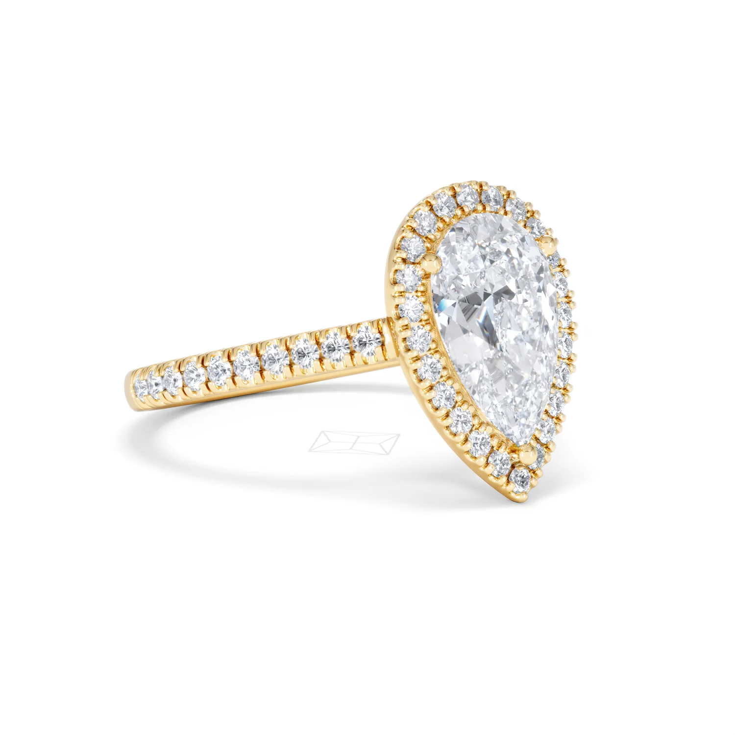 Diana Lab Diamond Pear Halo Engagement Ring in 18K Gold 2.60ct F/VS1 - Image 16