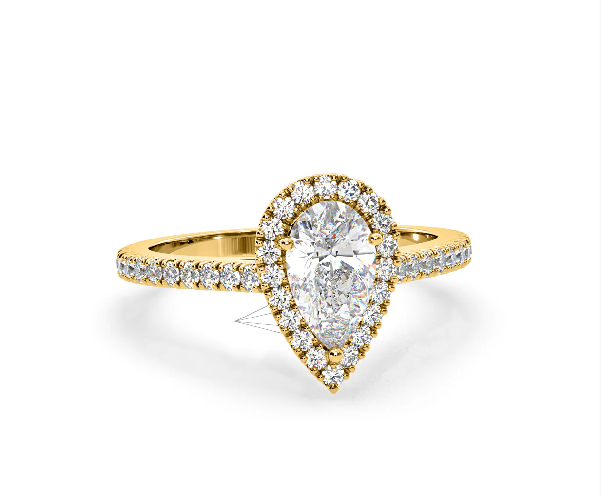 Diana Lab Diamond Pear Halo Engagement Ring in 18K Gold 2.60ct F/VS1 - Image 165