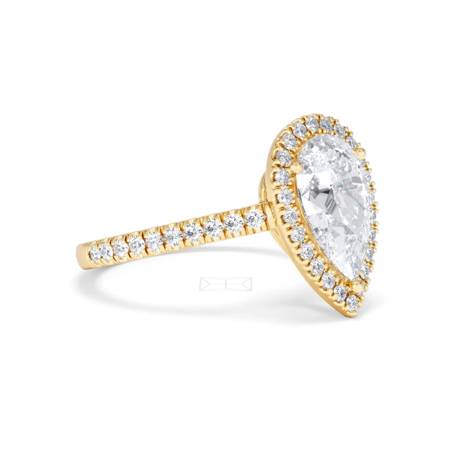 Diana Lab Diamond Pear Halo Engagement Ring in 18K Gold 2.60ct F/VS1 - Image 18