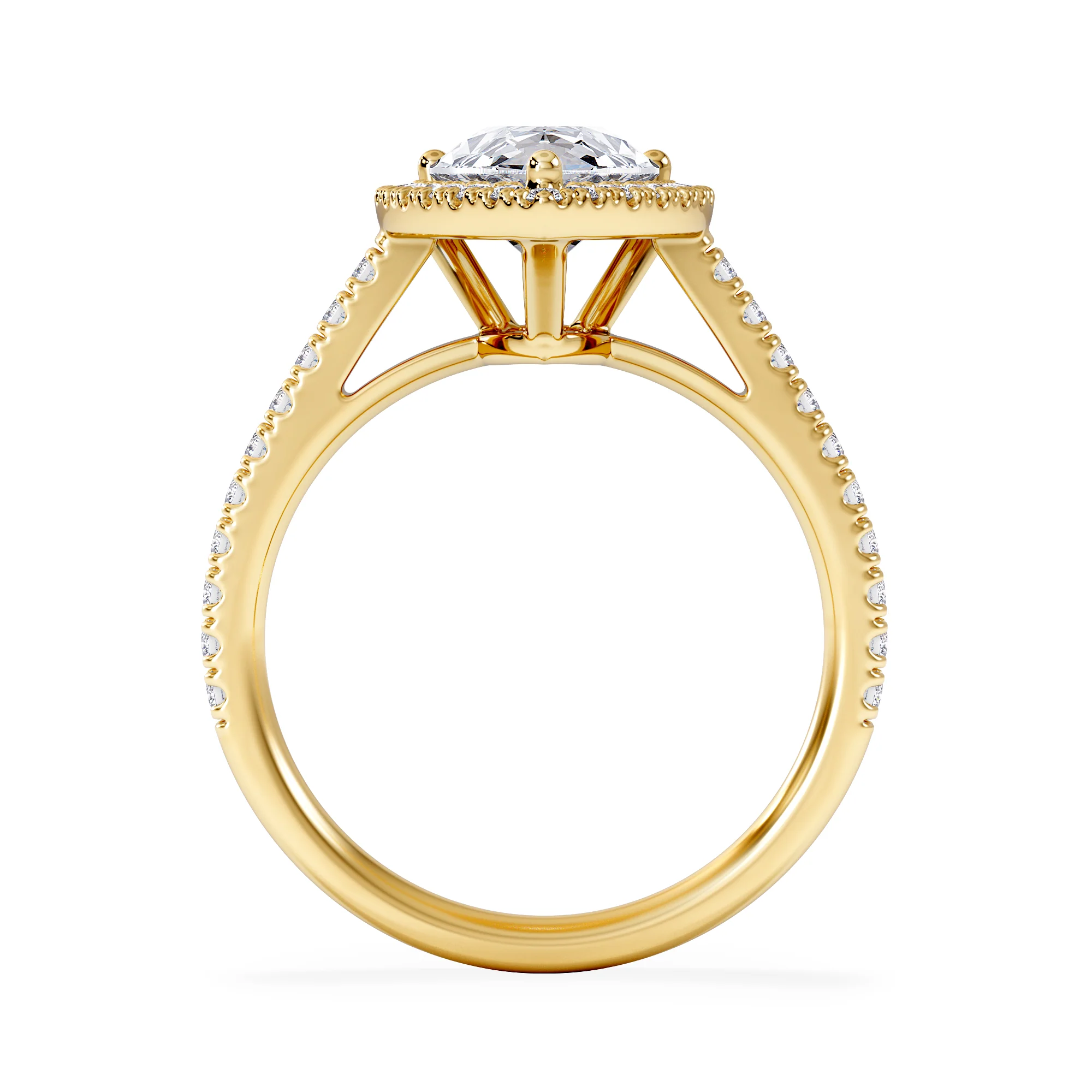 Diana Lab Diamond Pear Halo Engagement Ring in 18K Gold 2.60ct F/VS1 - Image 3