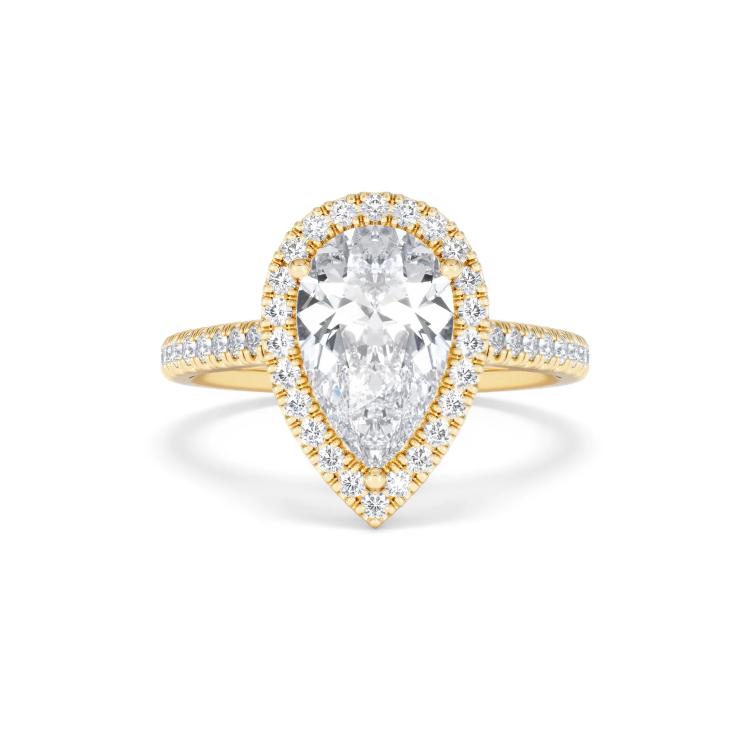 Diana Lab Diamond Pear Halo Engagement Ring in 18K Gold 2.60ct F/VS1 - Image 8