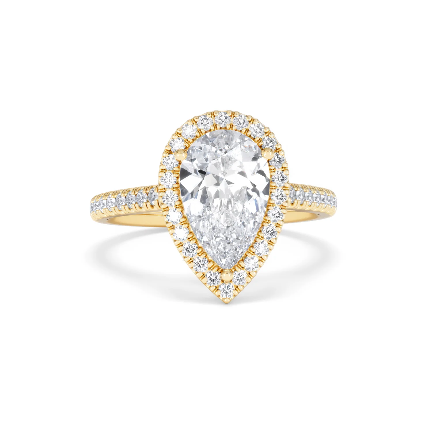 Diana Lab Diamond Pear Halo Engagement Ring in 18K Gold 2.60ct F/VS1 - Image 9