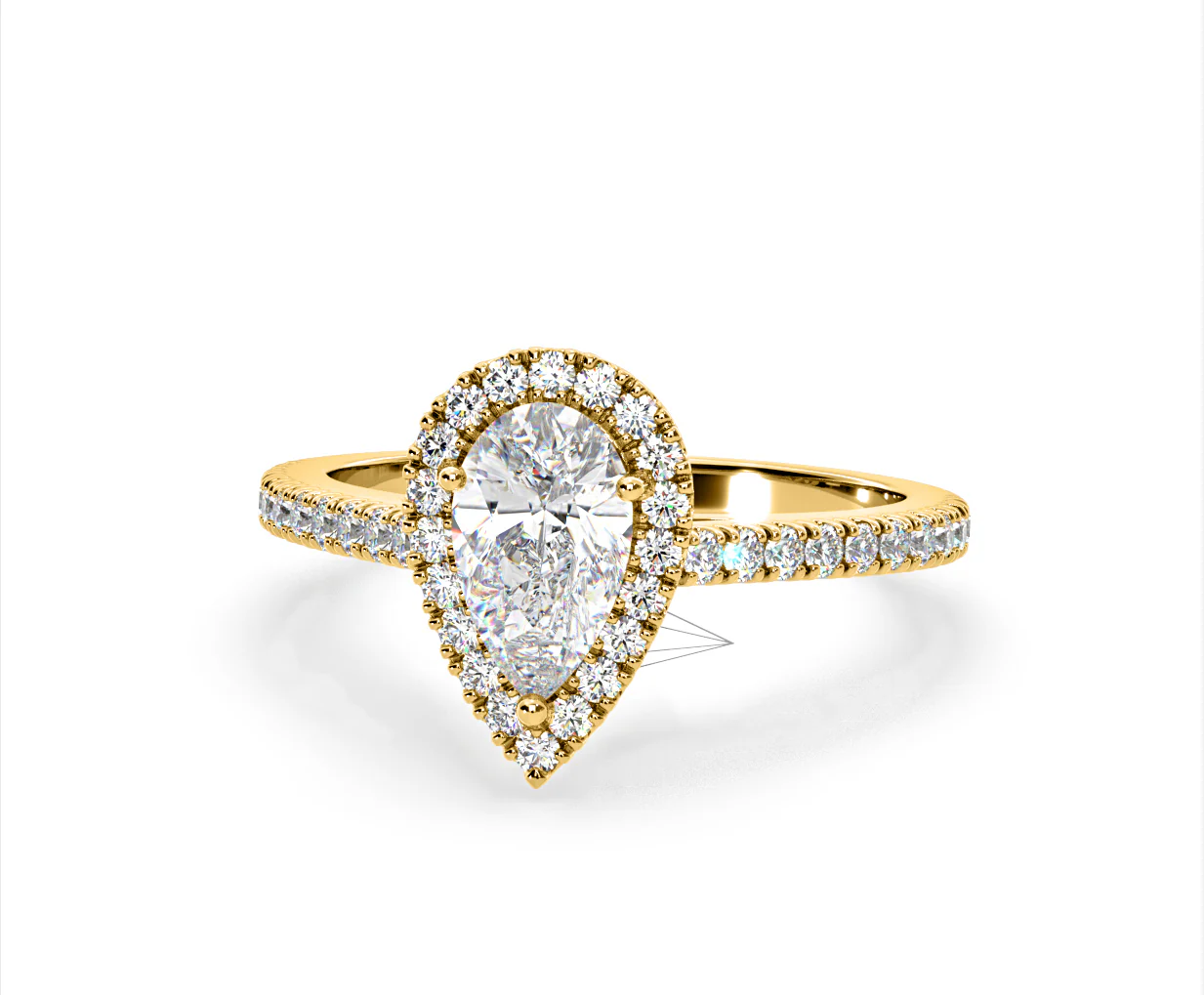Diana Lab Diamond Pear Halo Engagement Ring in 18K Gold 2.60ct F/VS1 - Image 90