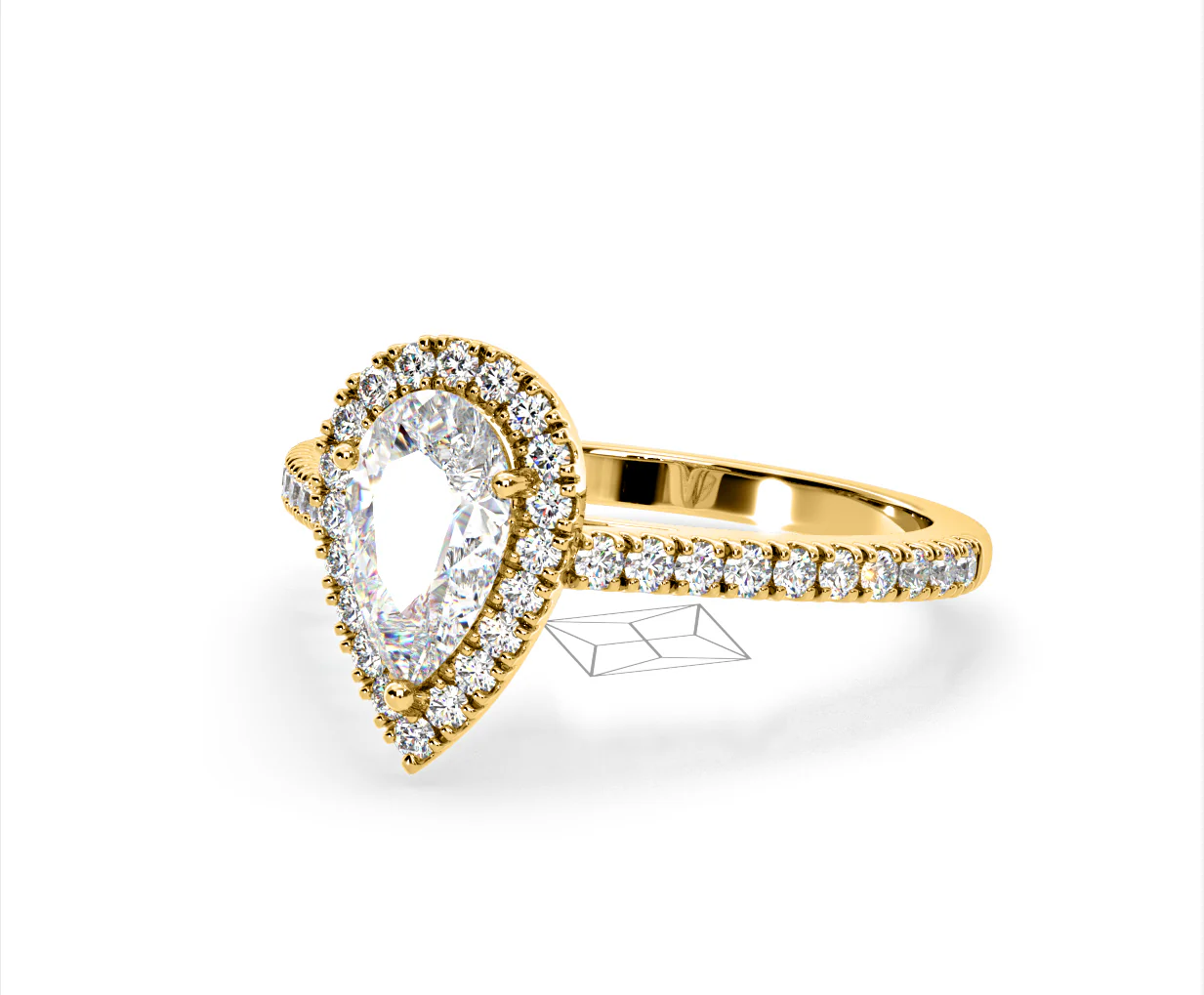 Diana Lab Diamond Pear Halo Engagement Ring in 18K Gold 2.60ct F/VS1 - Image 94