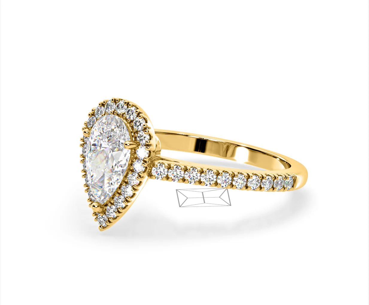 Diana Lab Diamond Pear Halo Engagement Ring in 18K Gold 2.60ct F/VS1 - Image 97