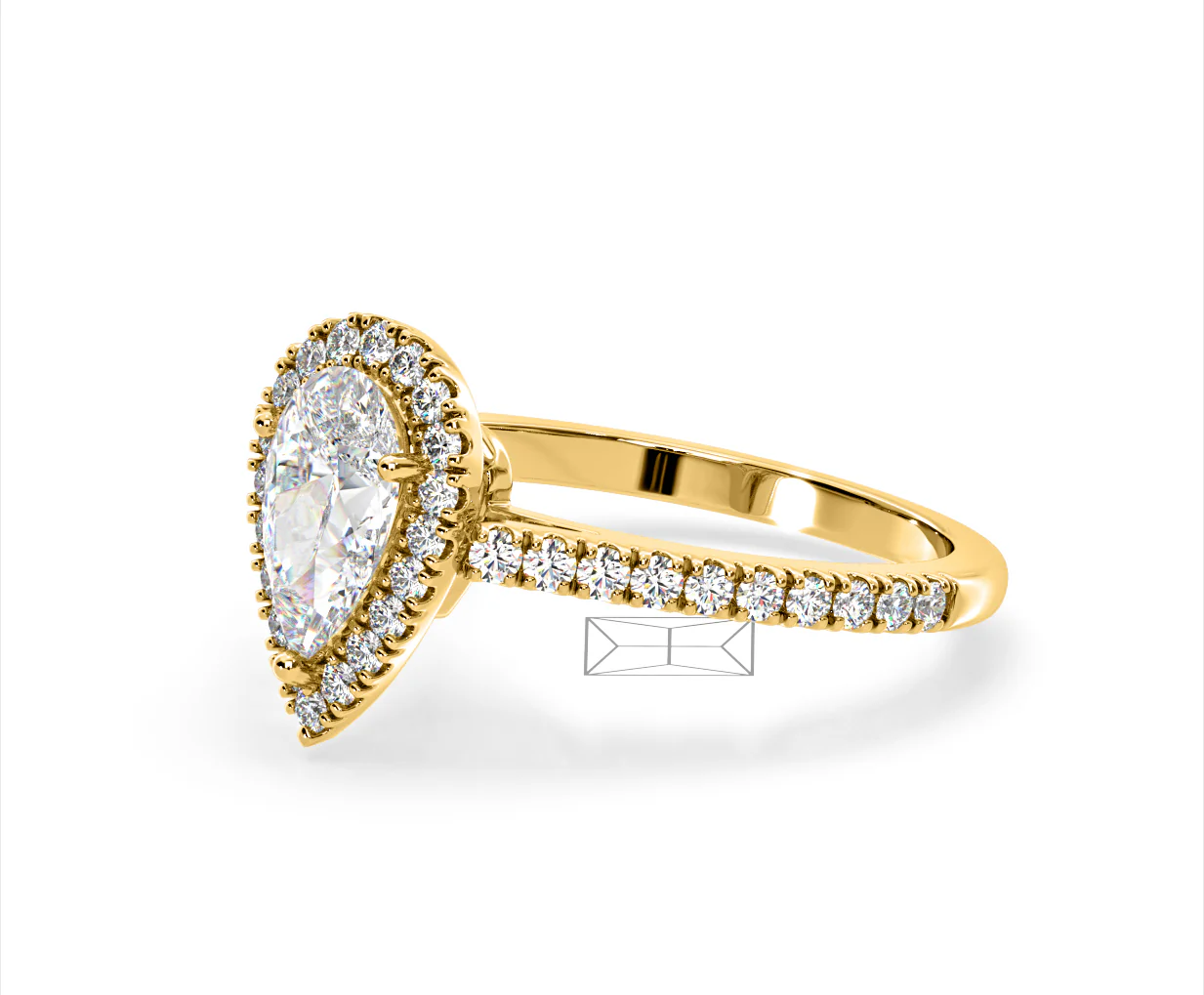 Diana Lab Diamond Pear Halo Engagement Ring in 18K Gold 2.60ct F/VS1 - Image 98