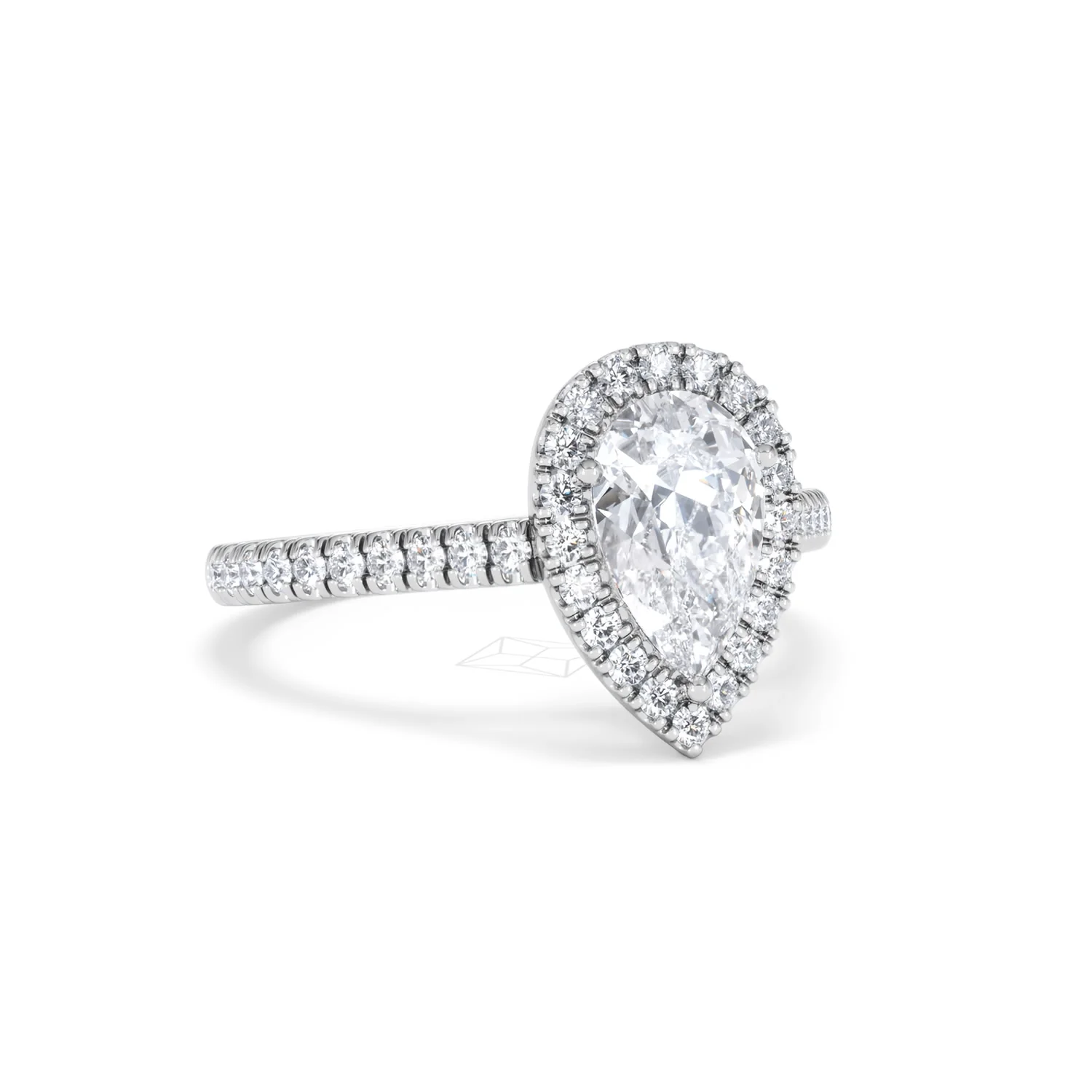 Diana Lab Diamond Pear Halo Engagement Ring Platinum 1.60ct F/VS1 - Image 16