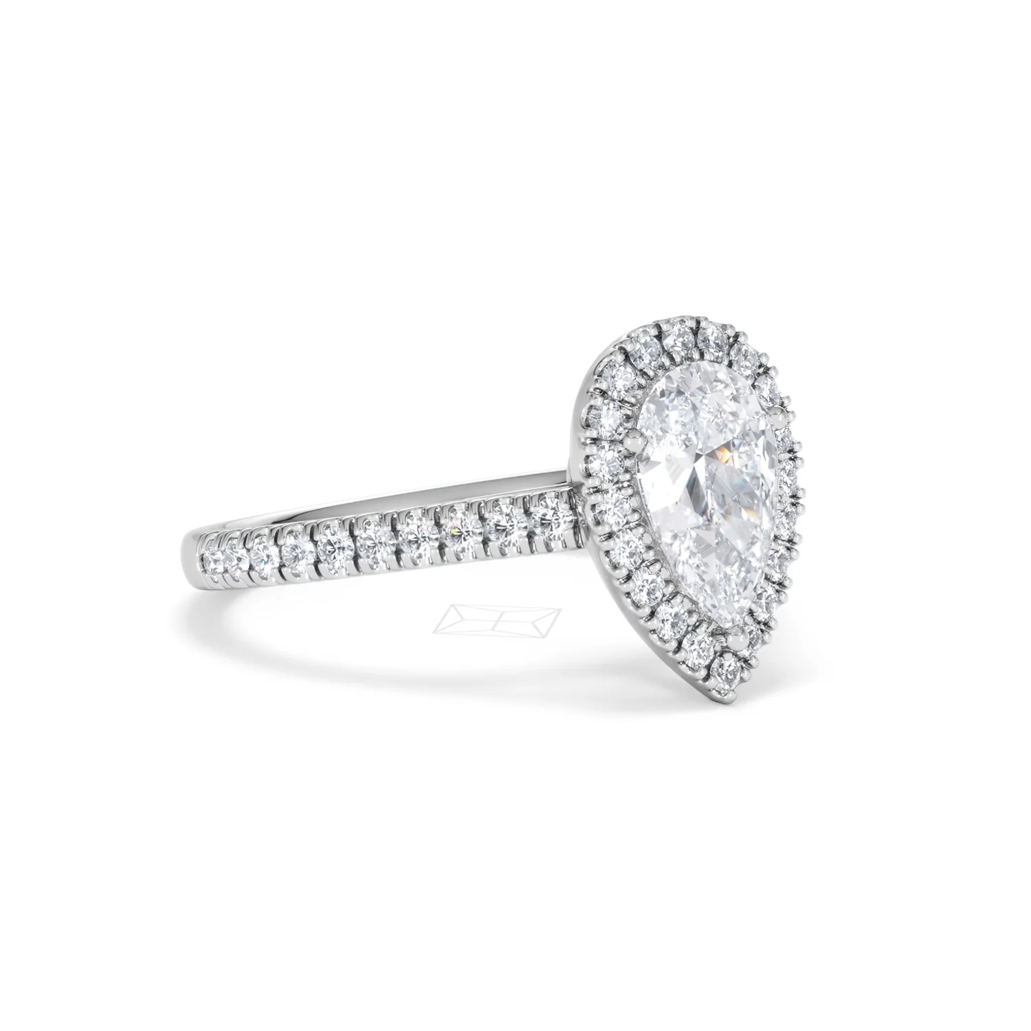Diana Lab Diamond Pear Halo Engagement Ring Platinum 1.60ct F/VS1 - Image 19