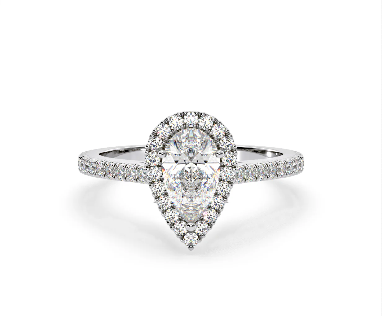 Diana Lab Diamond Pear Halo Engagement Ring Platinum 1.60ct F/VS1 - Image 7