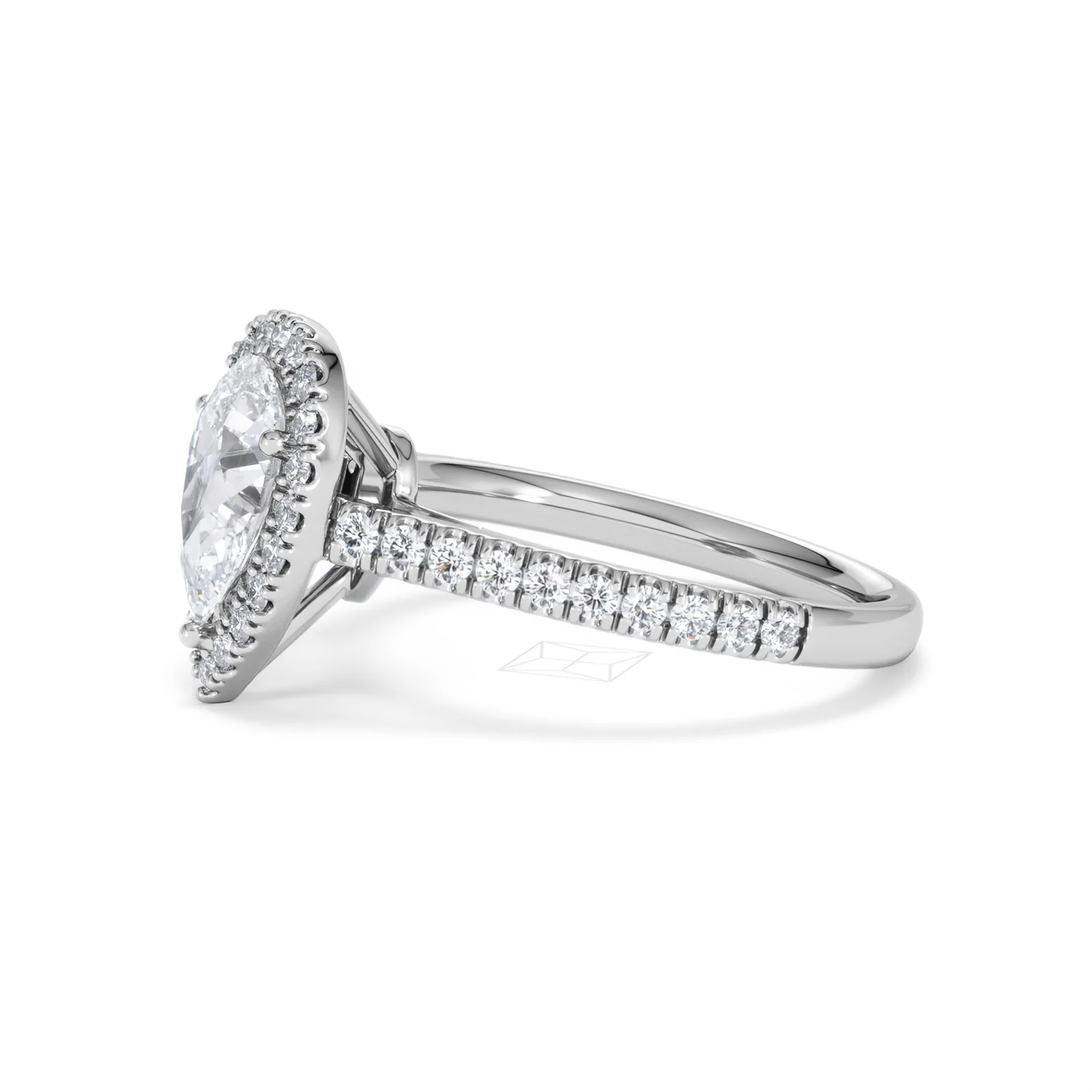 Diana Lab Diamond Pear Halo Engagement Ring Platinum 1.60ct F/VS1 - Image 76