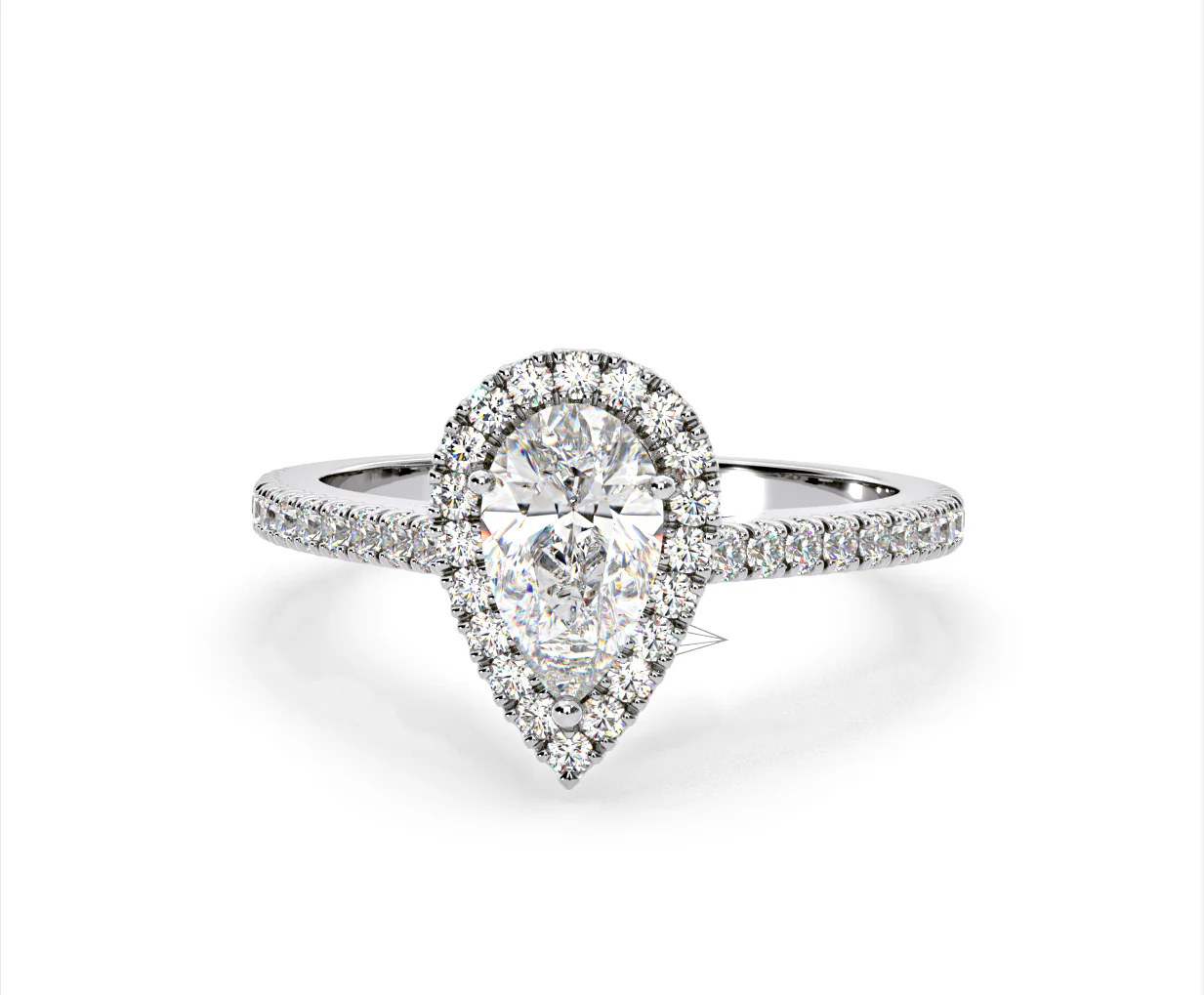 Diana Lab Diamond Pear Halo Engagement Ring Platinum 1.60ct F/VS1 - Image 8