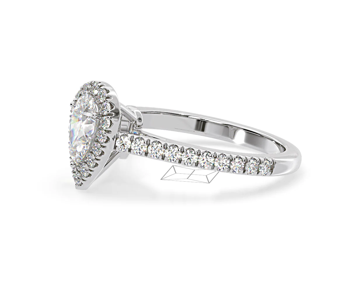 Diana Lab Diamond Pear Halo Engagement Ring Platinum 1ct F/VS1 - Image 102
