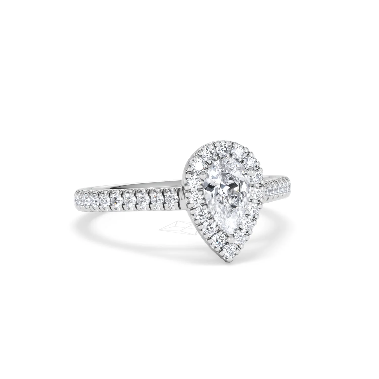 Diana Lab Diamond Pear Halo Engagement Ring Platinum 1ct F/VS1 - Image 13