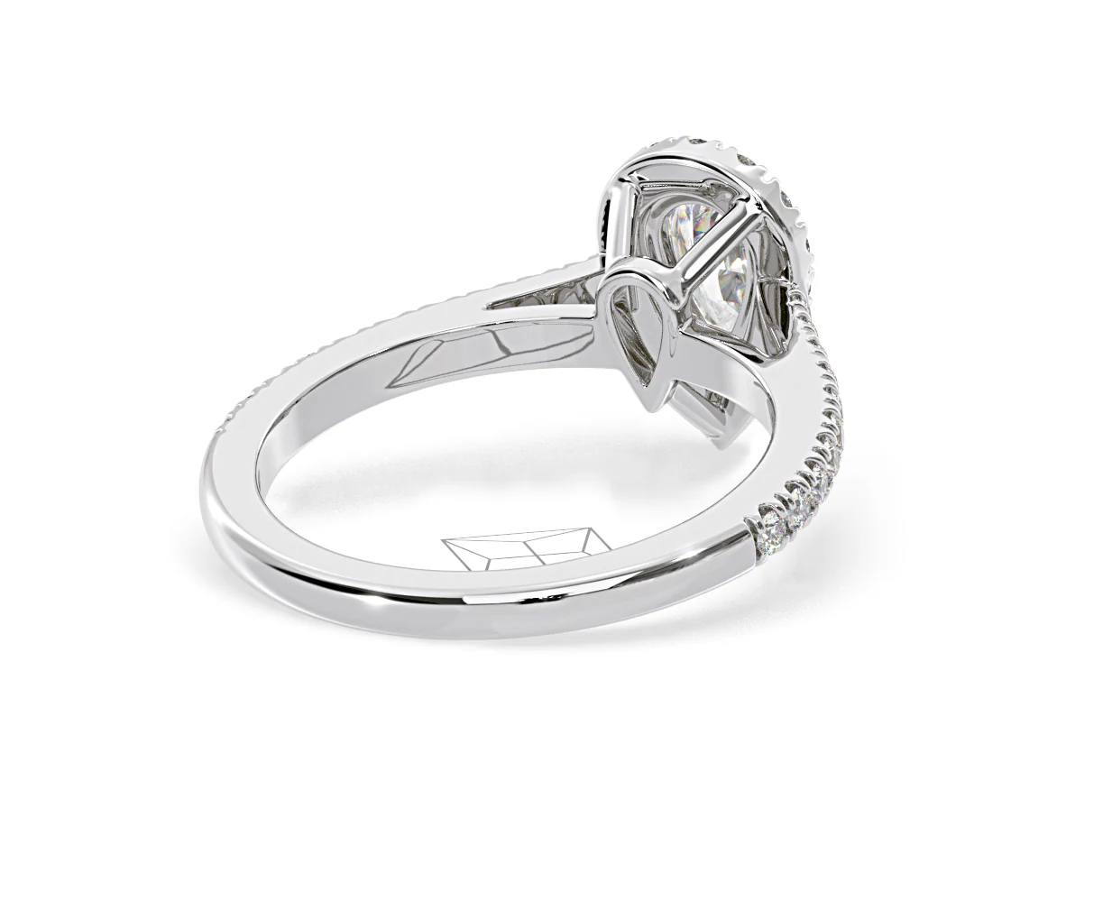 Diana Lab Diamond Pear Halo Engagement Ring Platinum 1ct F/VS1 - Image 135
