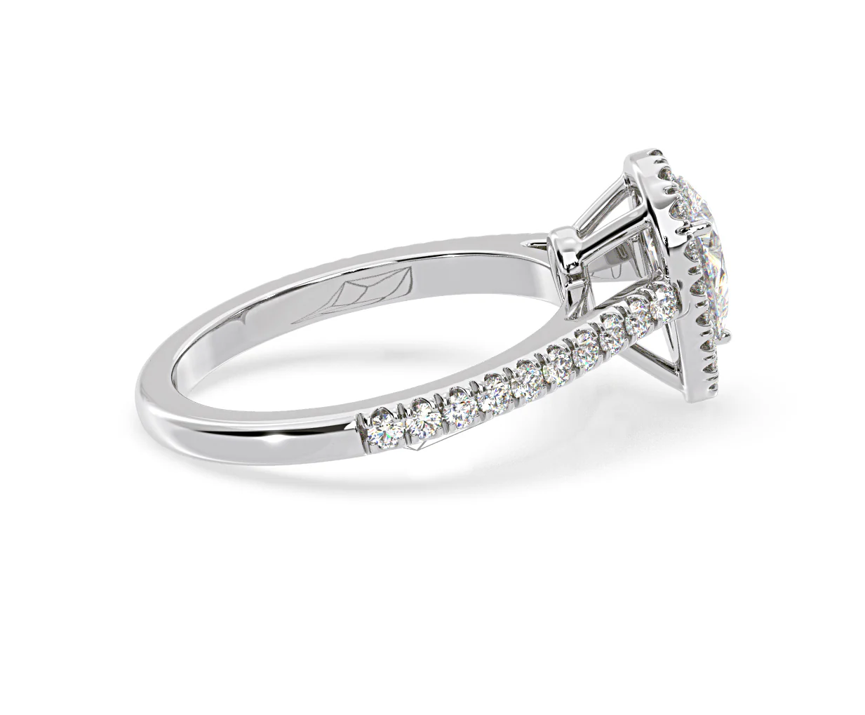 Diana Lab Diamond Pear Halo Engagement Ring Platinum 1ct F/VS1 - Image 146