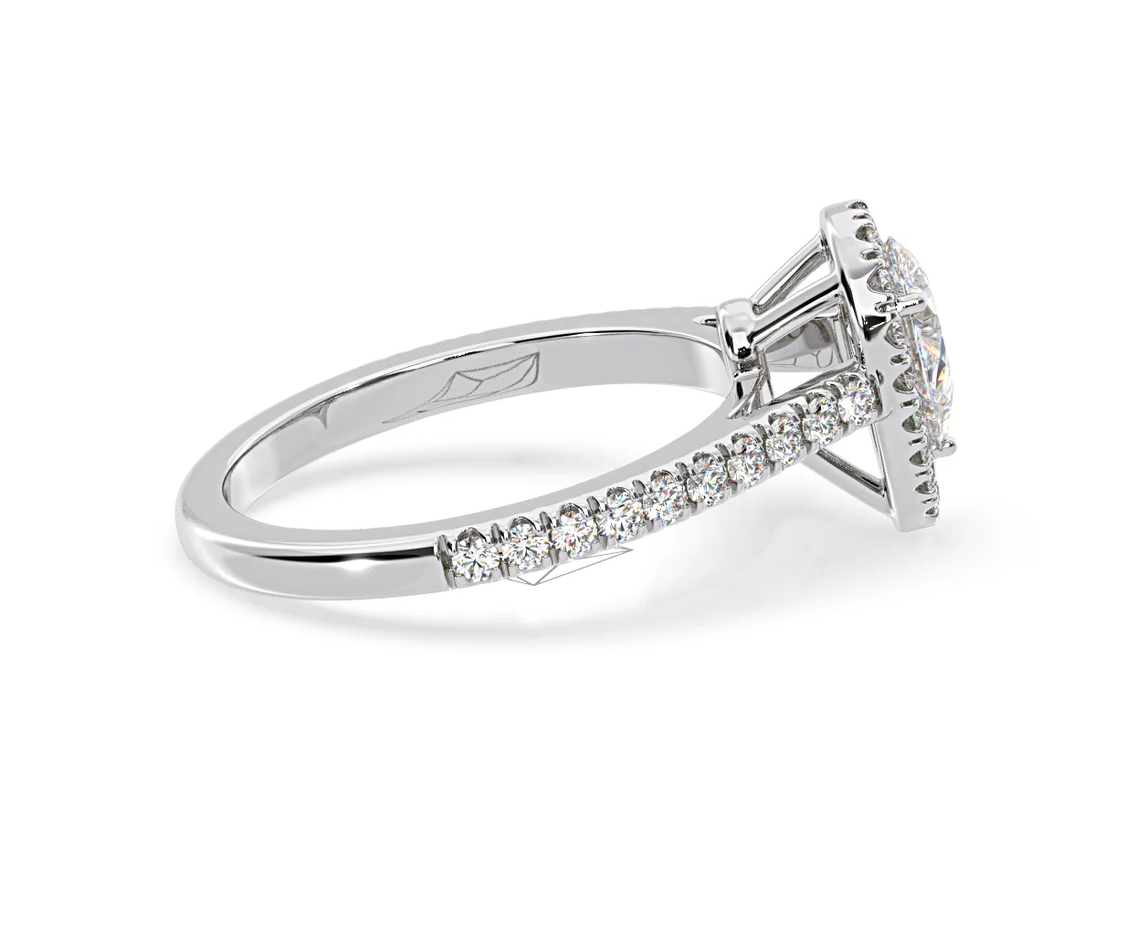 Diana Lab Diamond Pear Halo Engagement Ring Platinum 1ct F/VS1 - Image 147