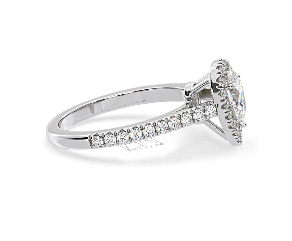 Diana Lab Diamond Pear Halo Engagement Ring Platinum 1ct F/VS1 - Image 151