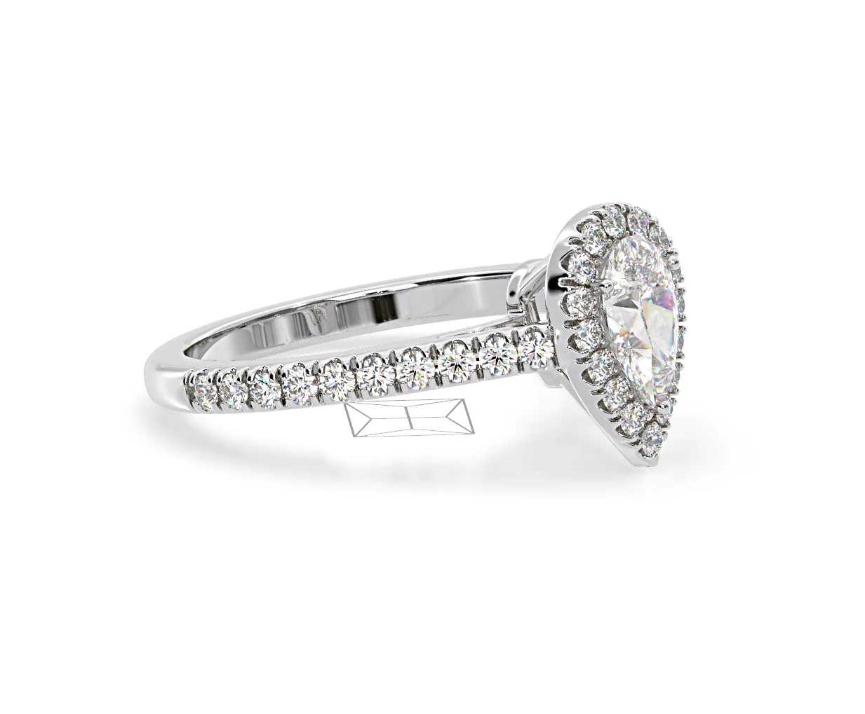 Diana Lab Diamond Pear Halo Engagement Ring Platinum 1ct F/VS1 - Image 157