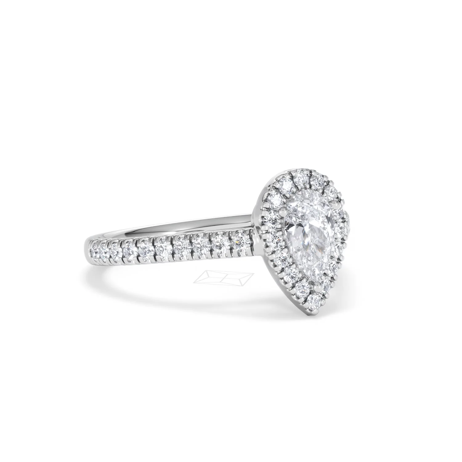 Diana Lab Diamond Pear Halo Engagement Ring Platinum 1ct F/VS1 - Image 16