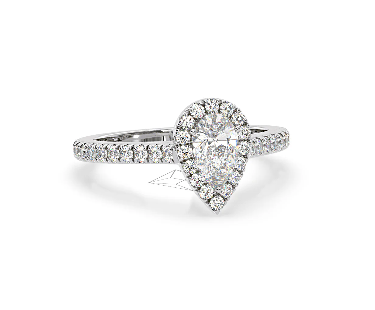 Diana Lab Diamond Pear Halo Engagement Ring Platinum 1ct F/VS1 - Image 165