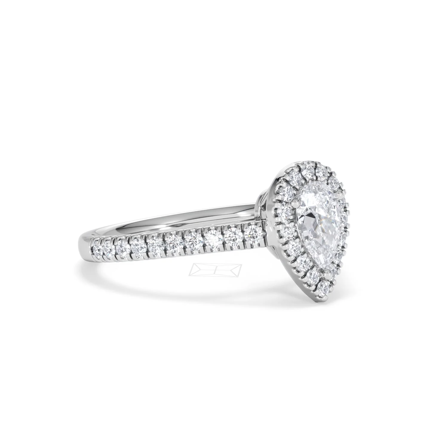 Diana Lab Diamond Pear Halo Engagement Ring Platinum 1ct F/VS1 - Image 18
