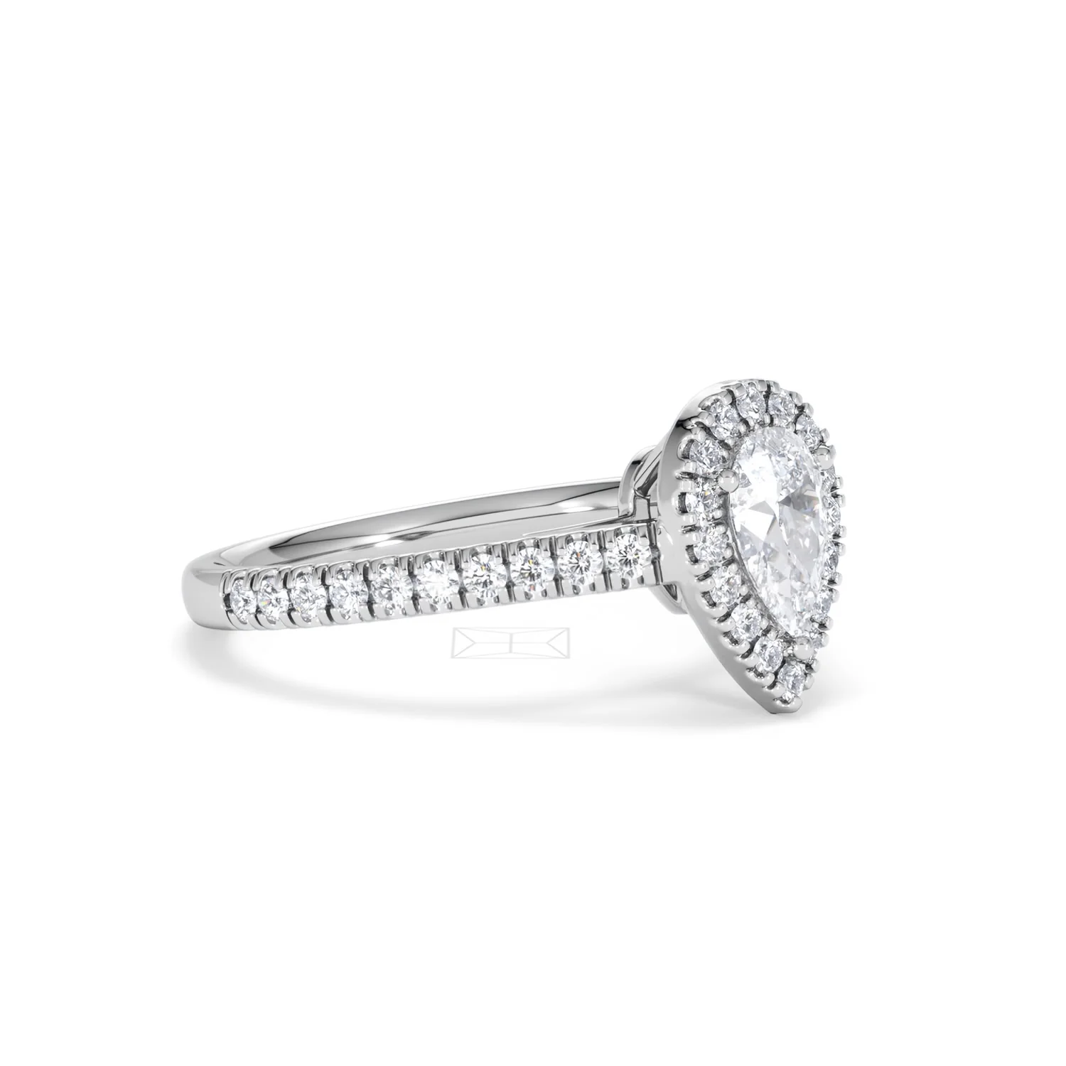 Diana Lab Diamond Pear Halo Engagement Ring Platinum 1ct F/VS1 - Image 19