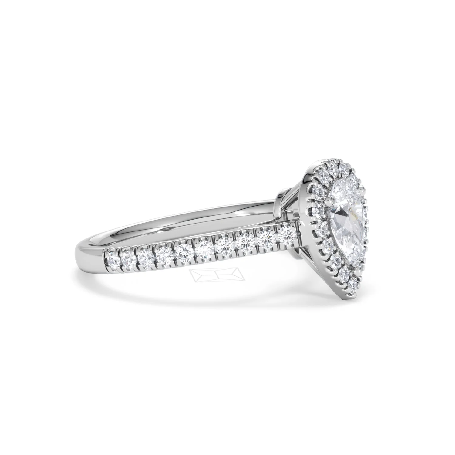Diana Lab Diamond Pear Halo Engagement Ring Platinum 1ct F/VS1 - Image 21