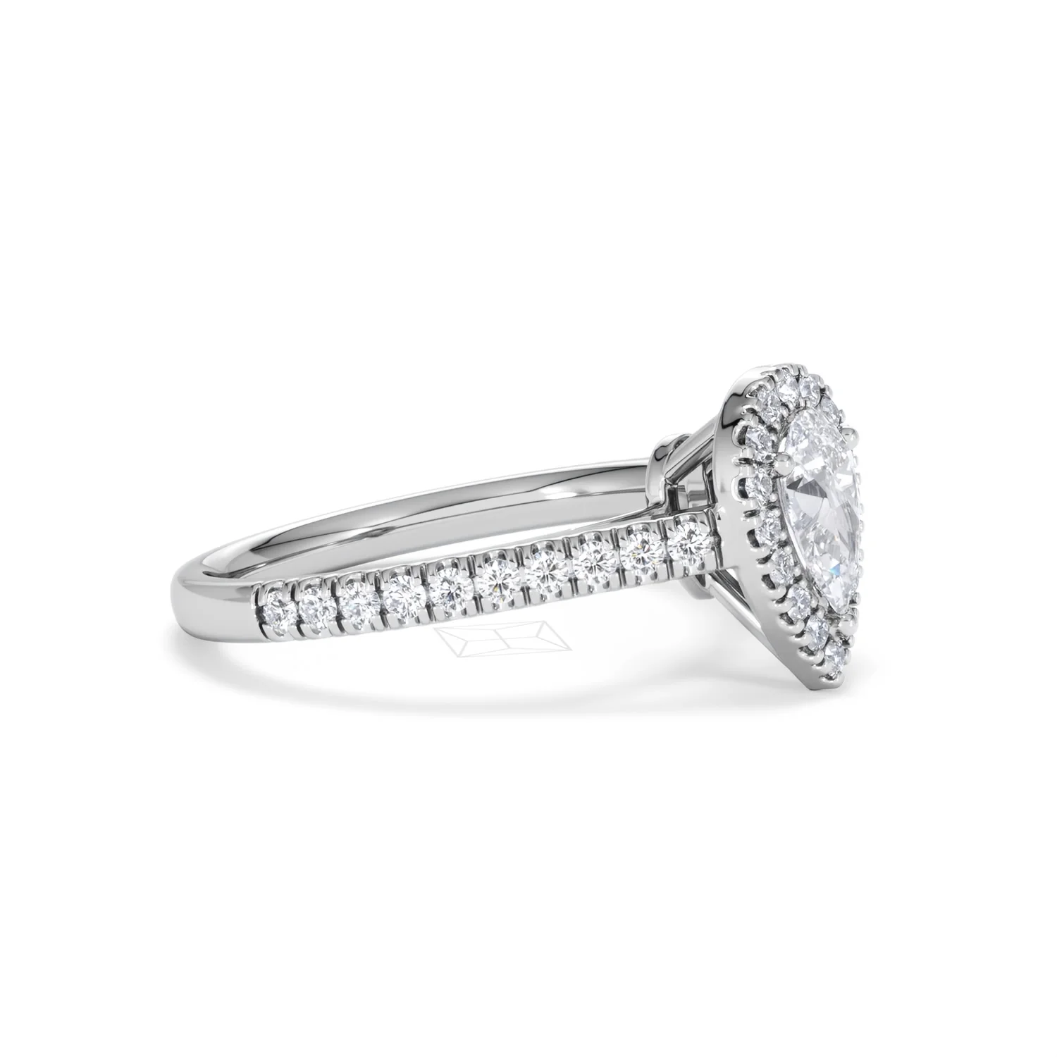Diana Lab Diamond Pear Halo Engagement Ring Platinum 1ct F/VS1 - Image 22